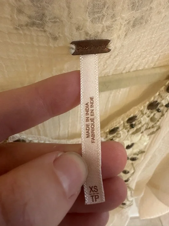 Free People Women’s XS Top Boho Embellished Long Sleeves - Picture 2 of 4